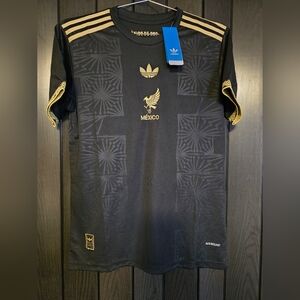 Adidas Black and Gold Mexico Men's Shirt